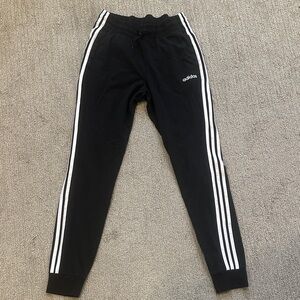 Adidas Black Joggers with White Stripes